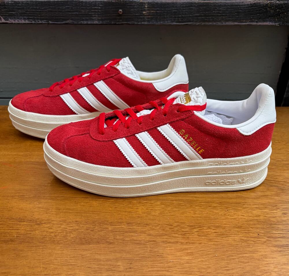 Adidas Gazelle Bold Platform Sneakers Red White Women's US 7.5 Suede SHD6750
